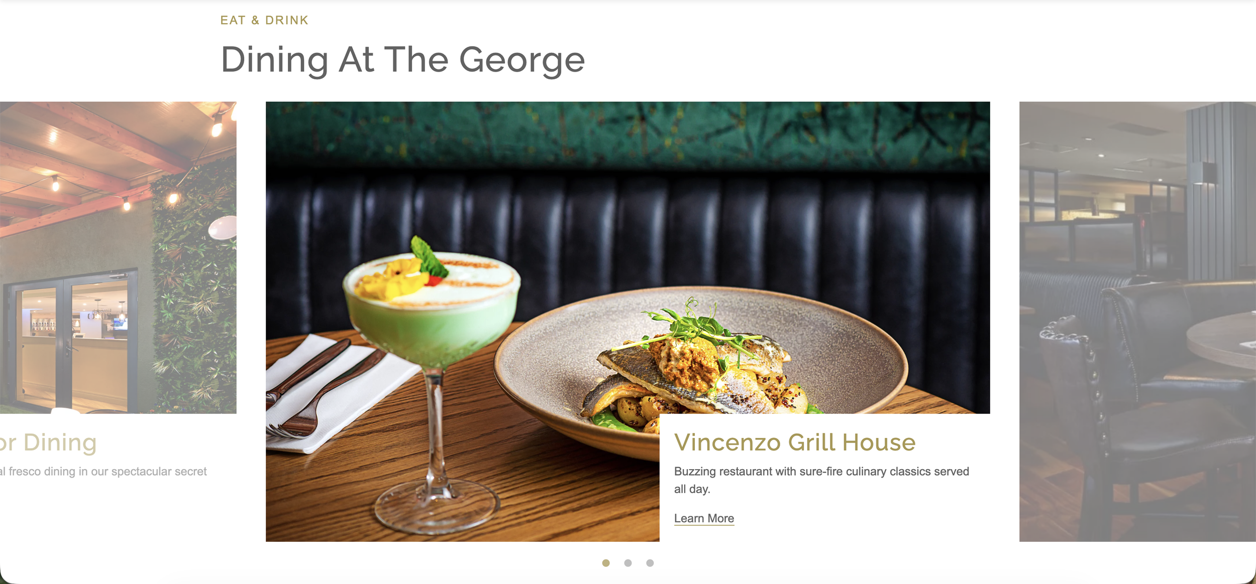 A mouthwatering bowl of salmon next to a tall, green cocktail on a table in front of a leather couch