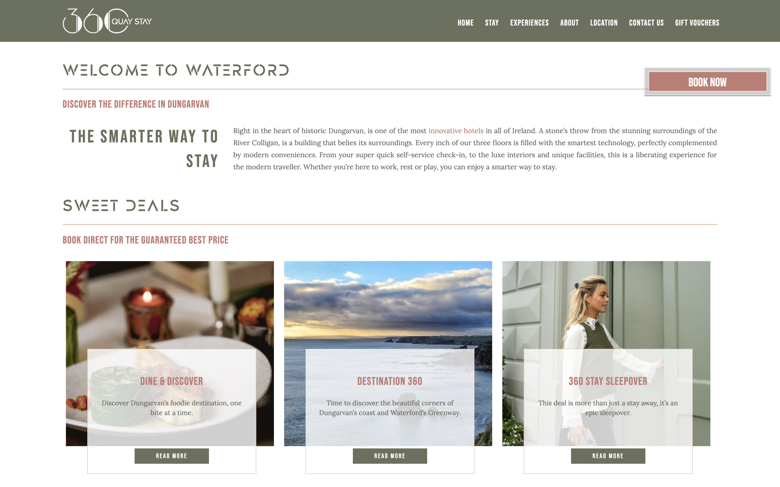 An short introduction to the Three Sixty Quay Stay inviting people to enjoy a smarter way to stay.