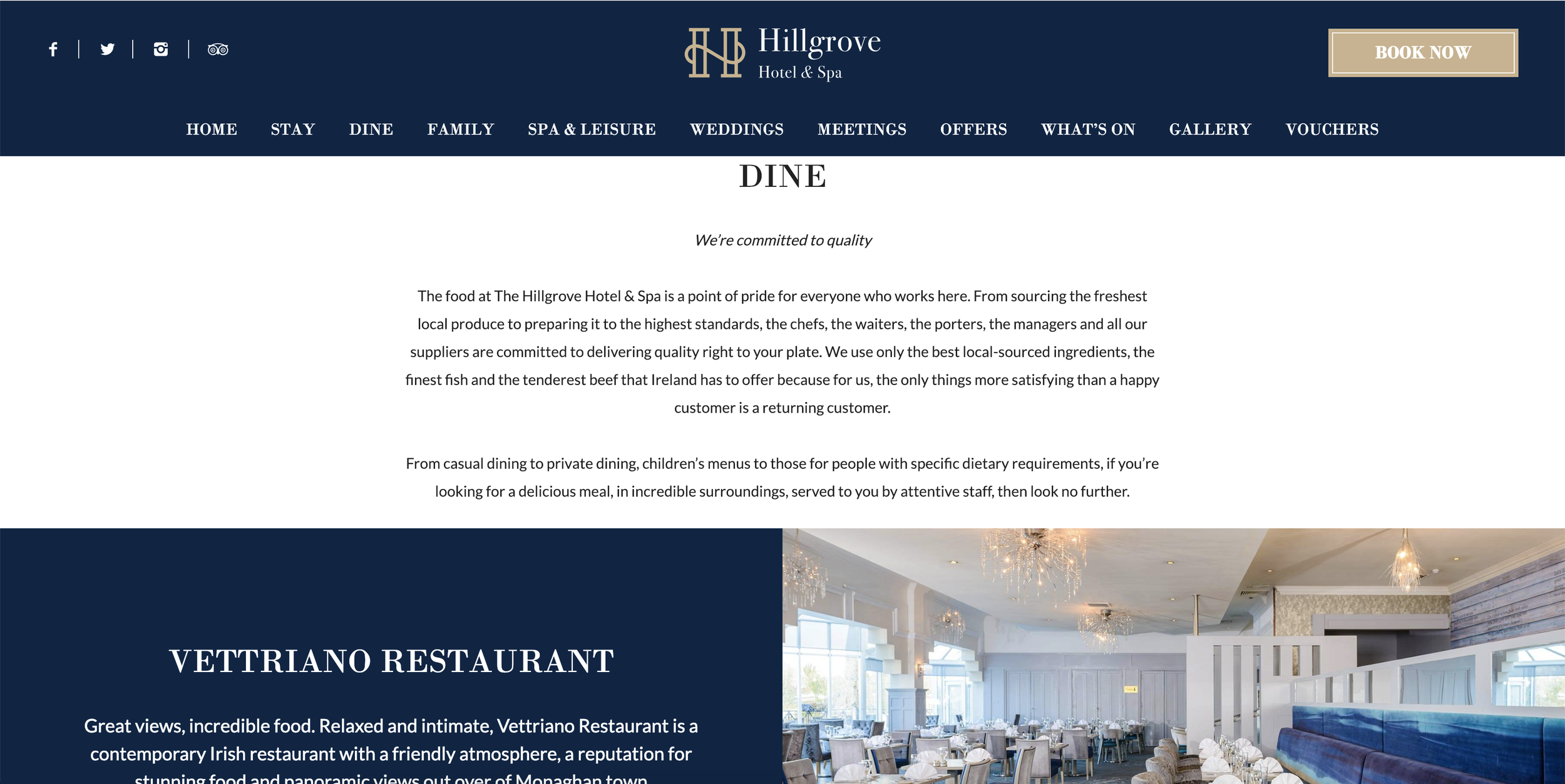 A short, professionally copywritten intro to the delicious dining available at The Hillgrove Hotel.