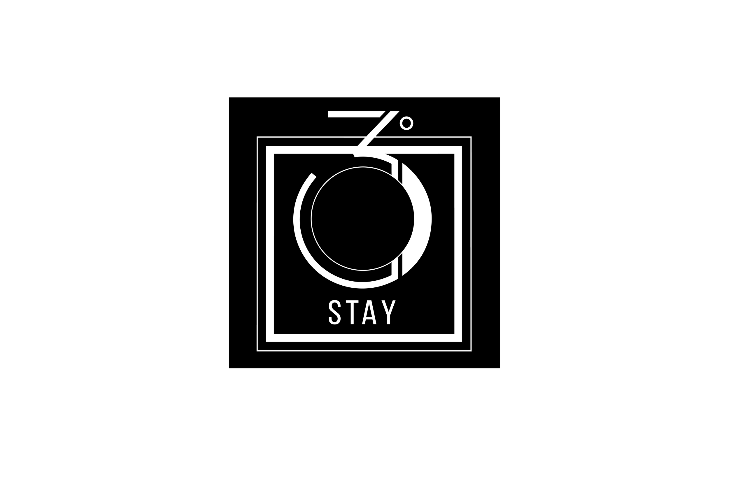 A artistic black and white logo of a stylish, intertwined three, six and zero above the word ‘stay’.