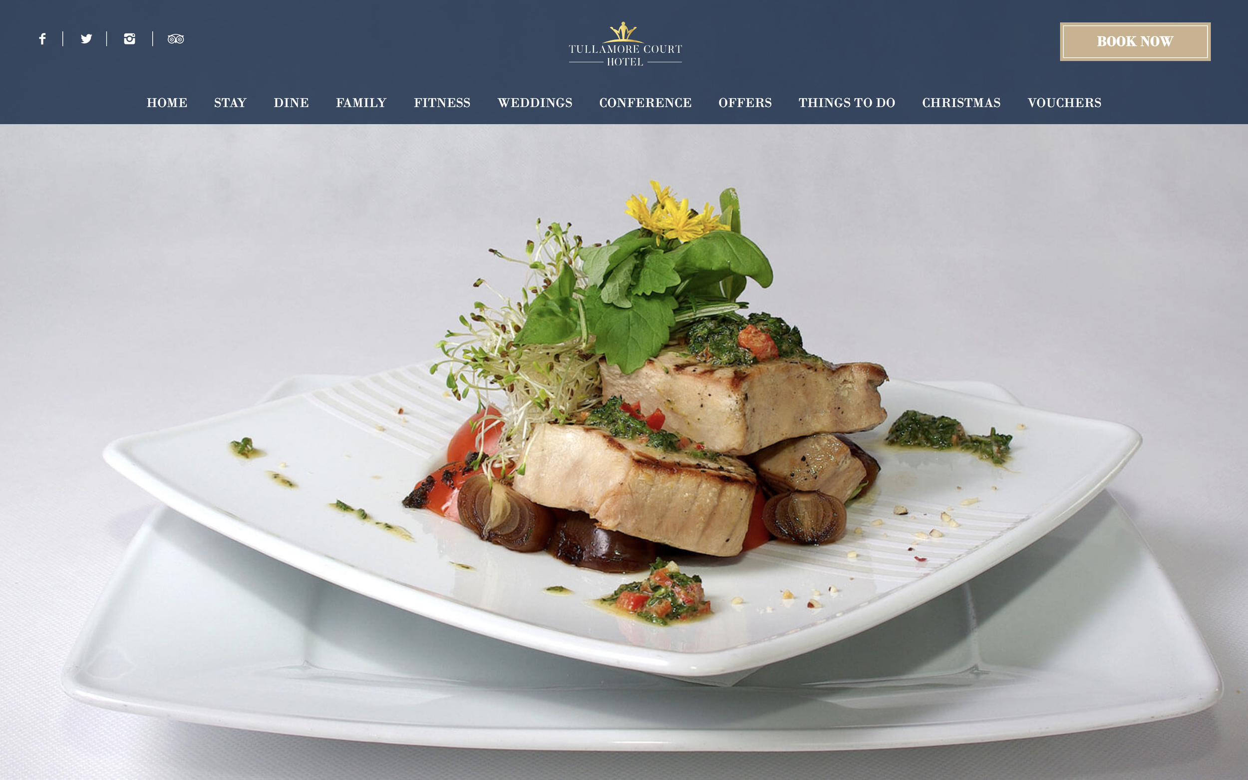 A plated meal of delicious grilled salmon garnished with green herbs and served on a white plate.