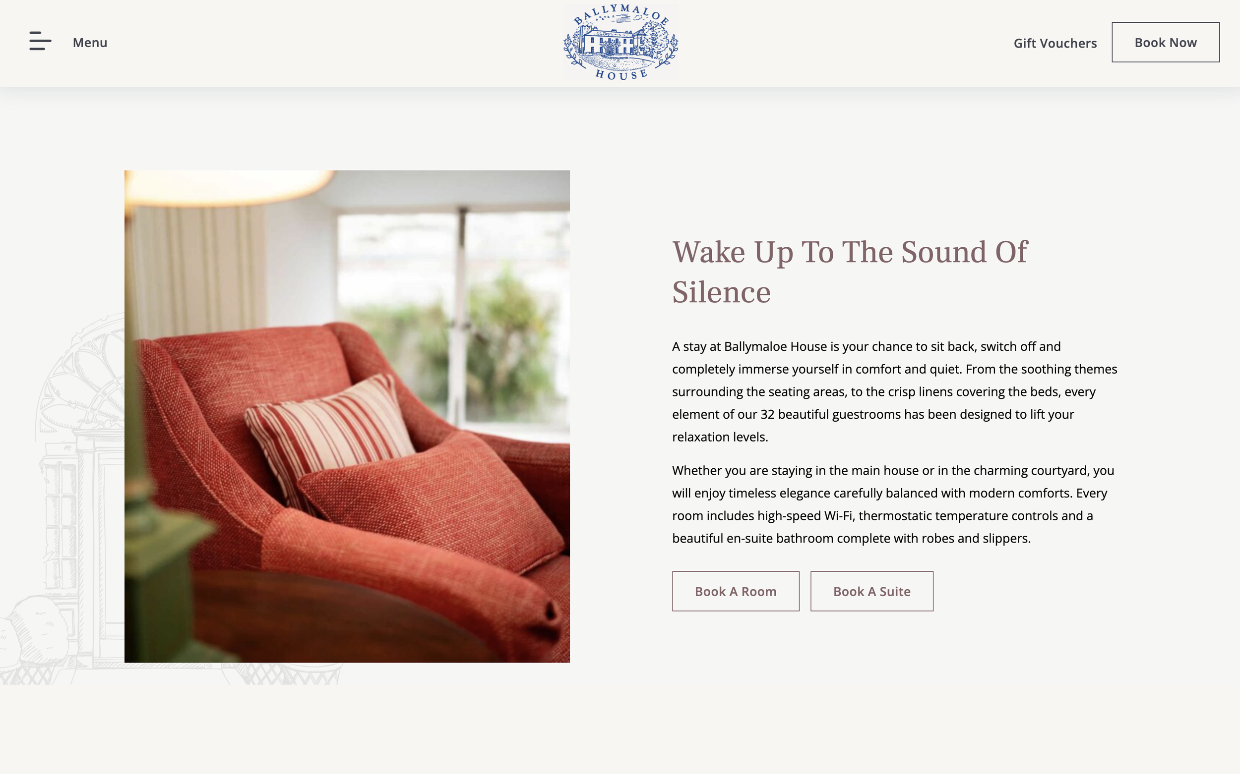 Two expertly crafted paragraphs promoting accommodation benefits at Ballymaloe House Hotel.