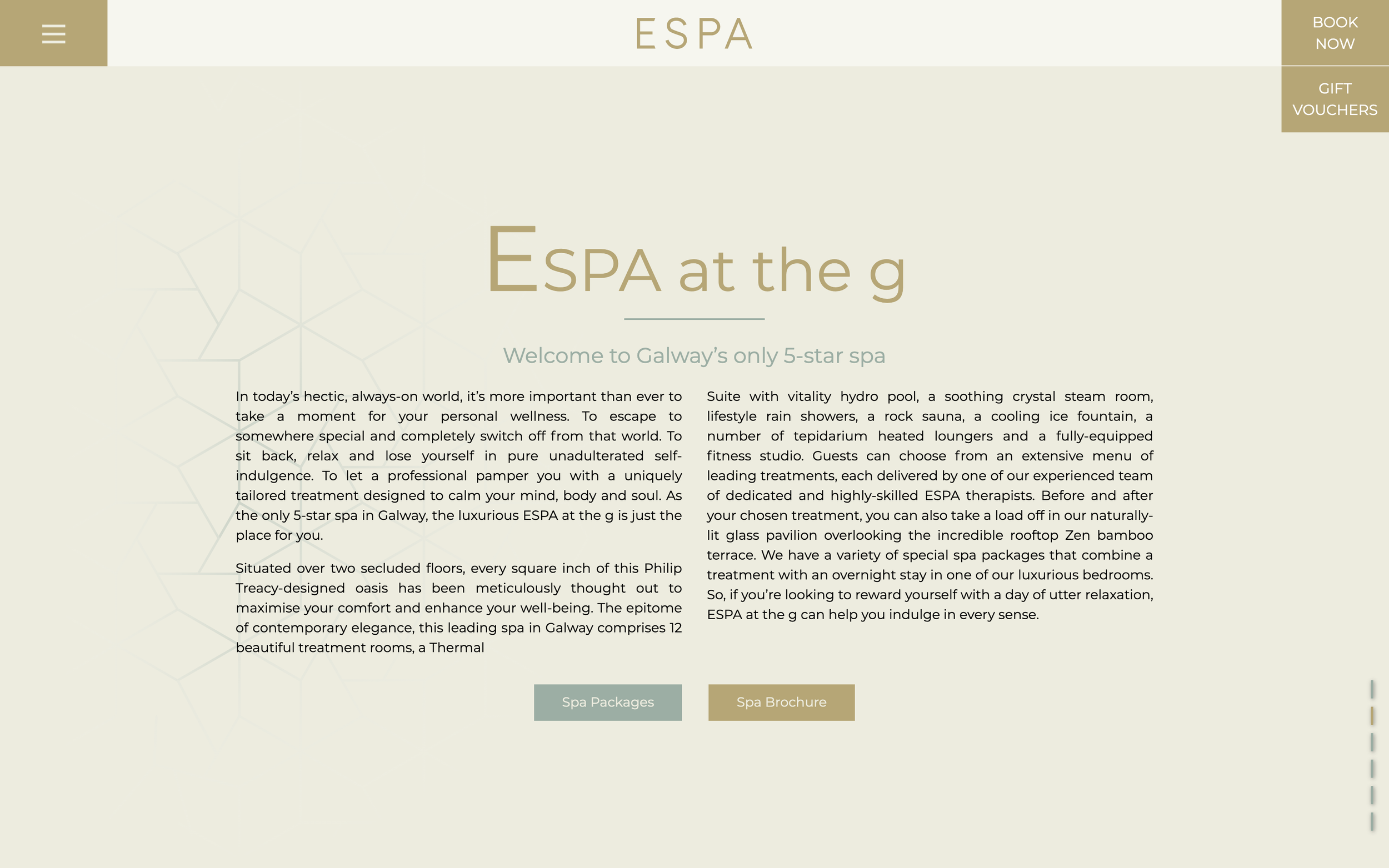 An expertly crafted overview of the ESPA spa at The g Hotel
