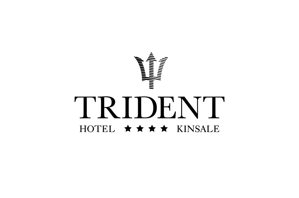 Logo featuring a stylized black trident above the word Trident and five stars on a white background.