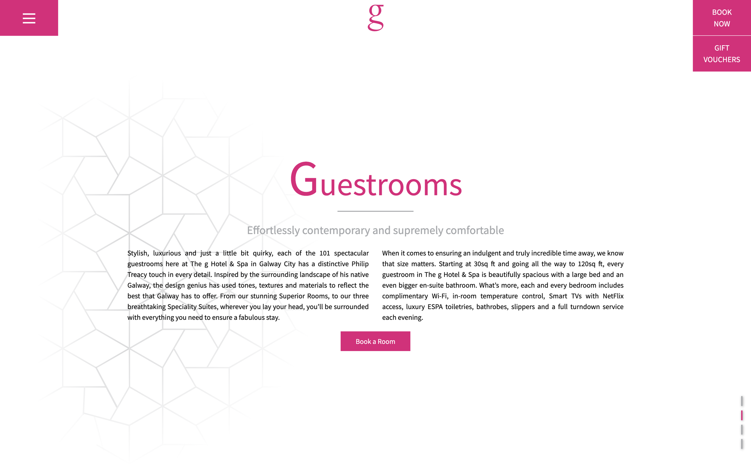 Professionally crafted overview of The g Hotel’s luxurious guestrooms and benefit of staying in one.