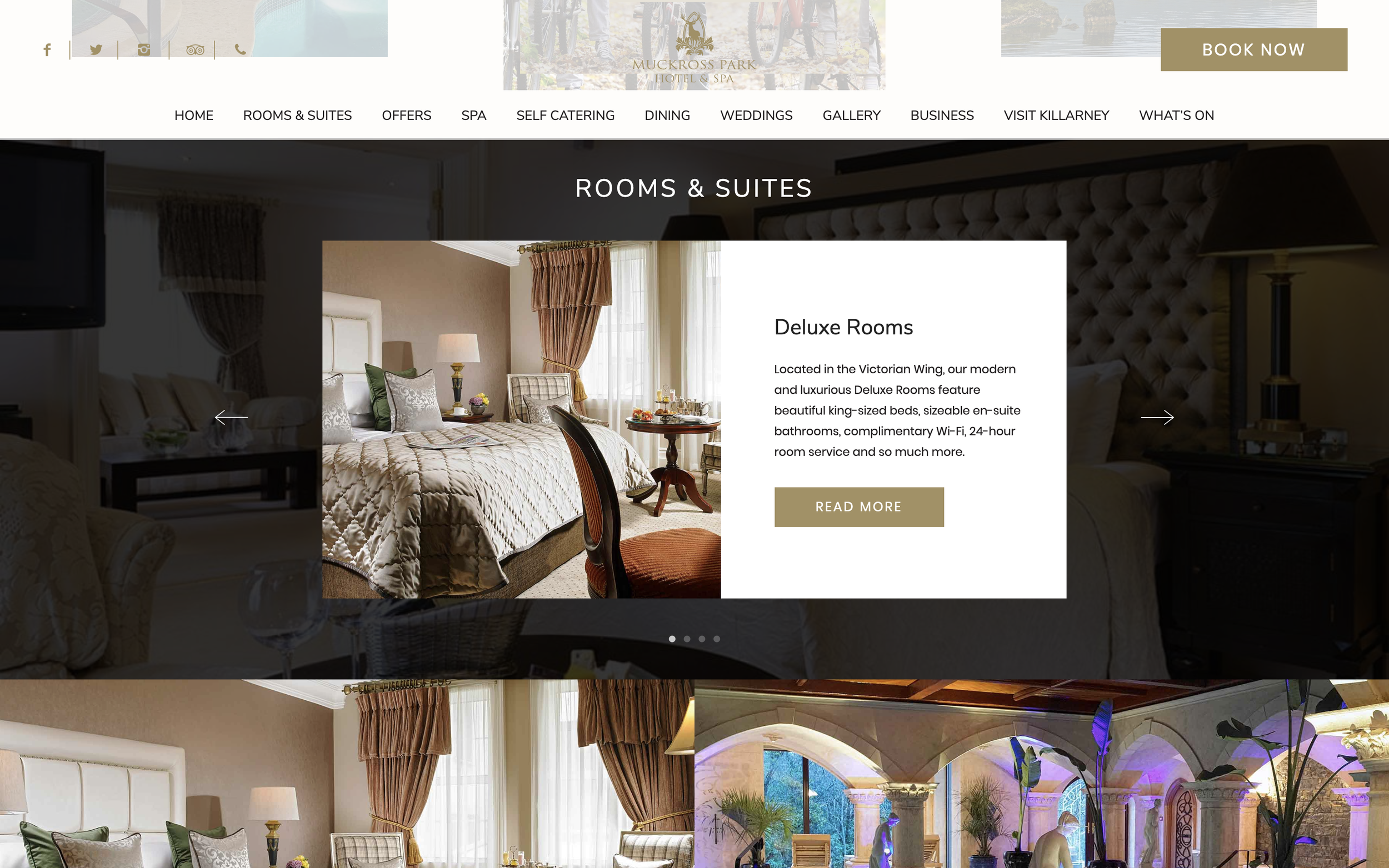 A snapshot overview of the luxurious room types and their features at Muckross Park Hotel.