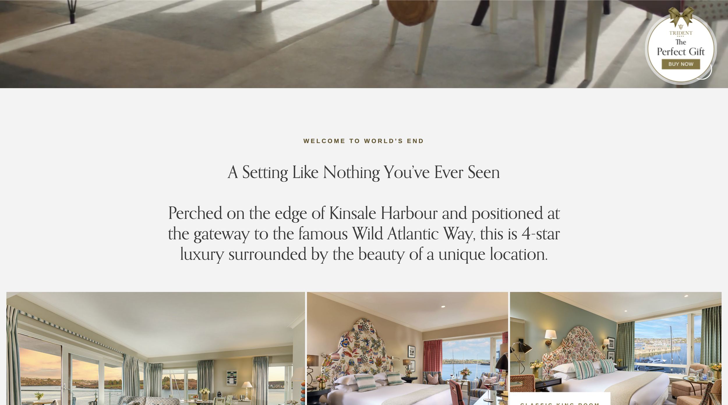 A short welcome to the hotel featuring the headline “A Setting Like Nothing You’ve Ever Seen”.