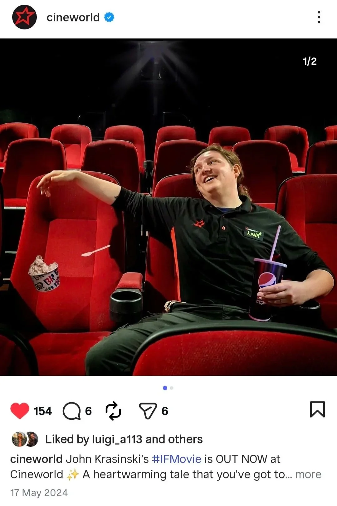 Lizzie's photography on Cineworld social media
