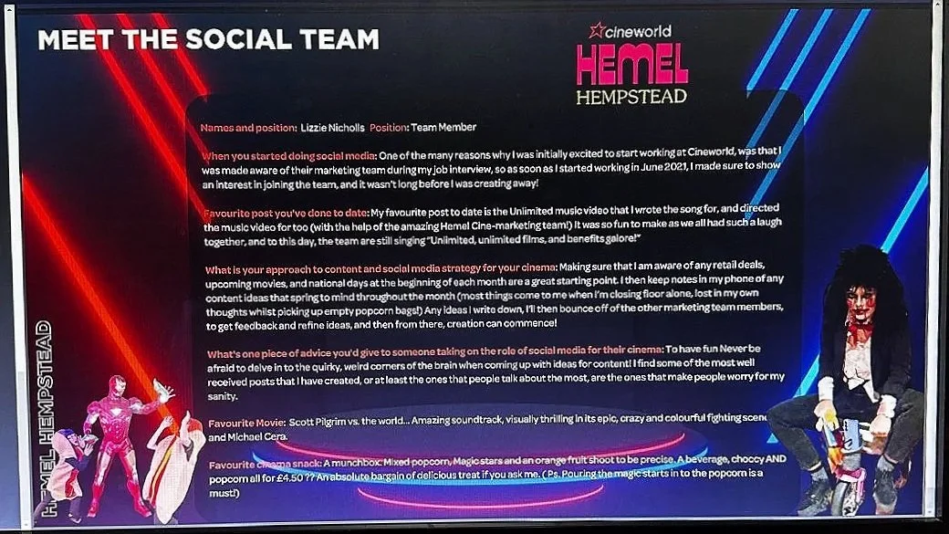 An interview for the Cineworld national newsletter with Lizzie