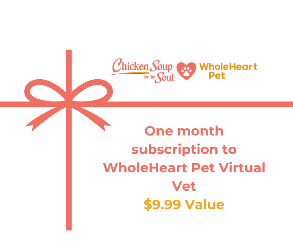 One month subscription to WholeHeart Pet Virtual Vet - includes 30 days free for a limited time!