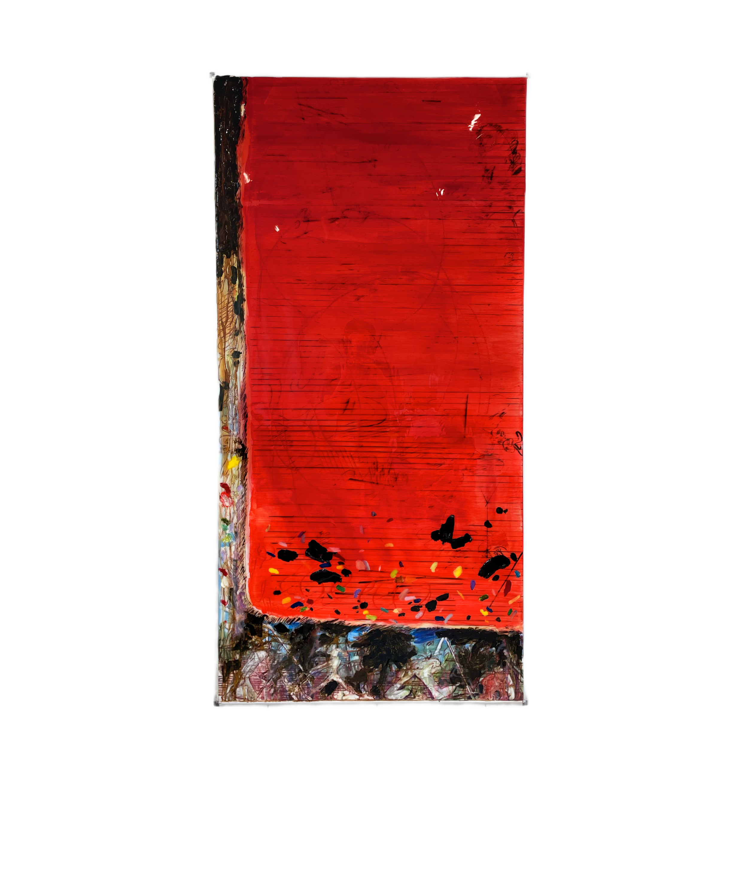 Louis Lanne, Sans titre, 2023, Technique mixte sur tableau blanc magnétique, 200x100cm