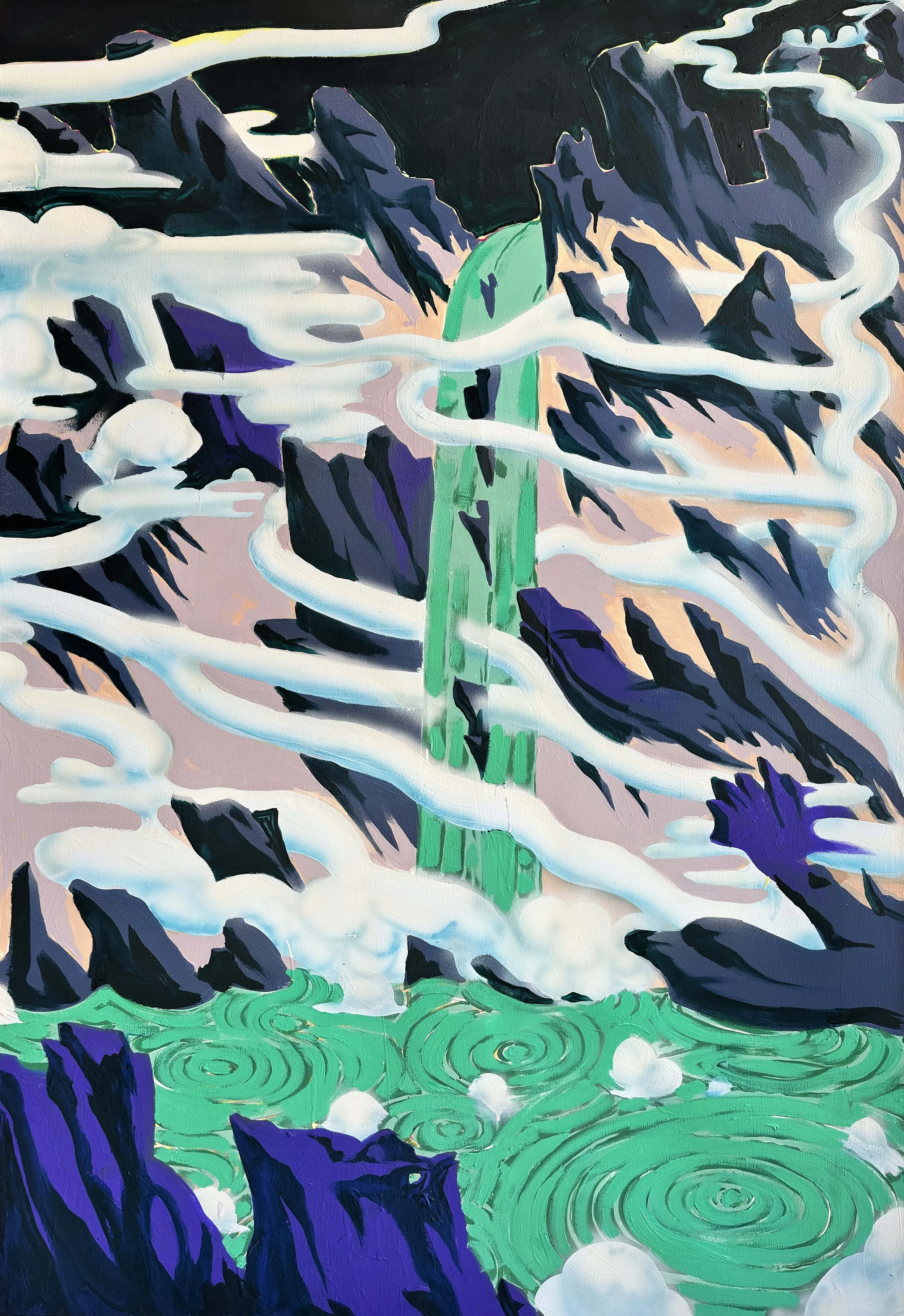 Antoine Carbonne, Cascade, 2024 Huile et acrylique sur toile, 146x 97cm