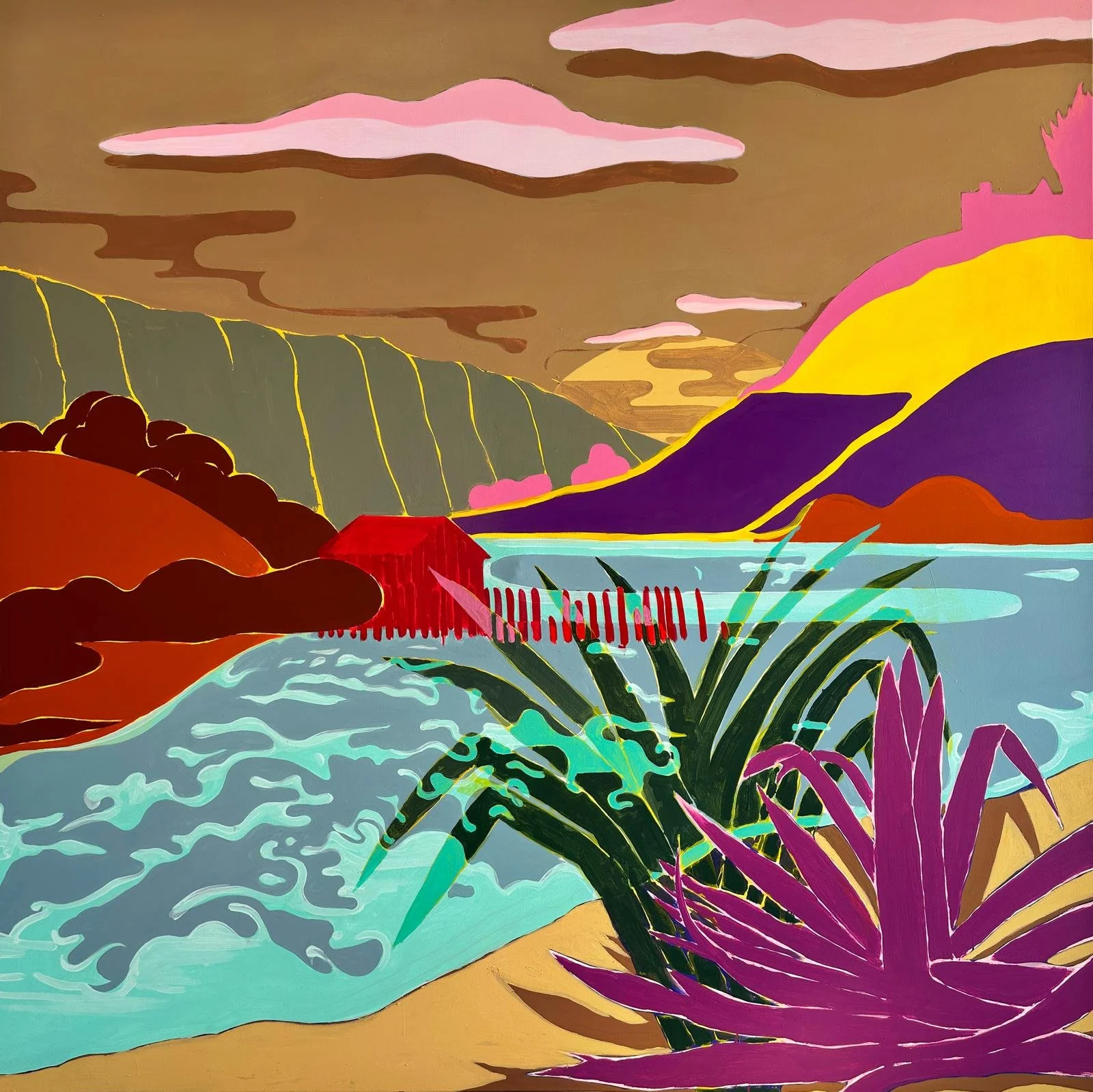 Antoine Carbonne, Serusier, 2024, Huile et acrylique sur toile, 200x200cm