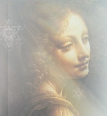 Soft-focus classical portrait of a serene woman with long, curly hair gazing over her shoulder