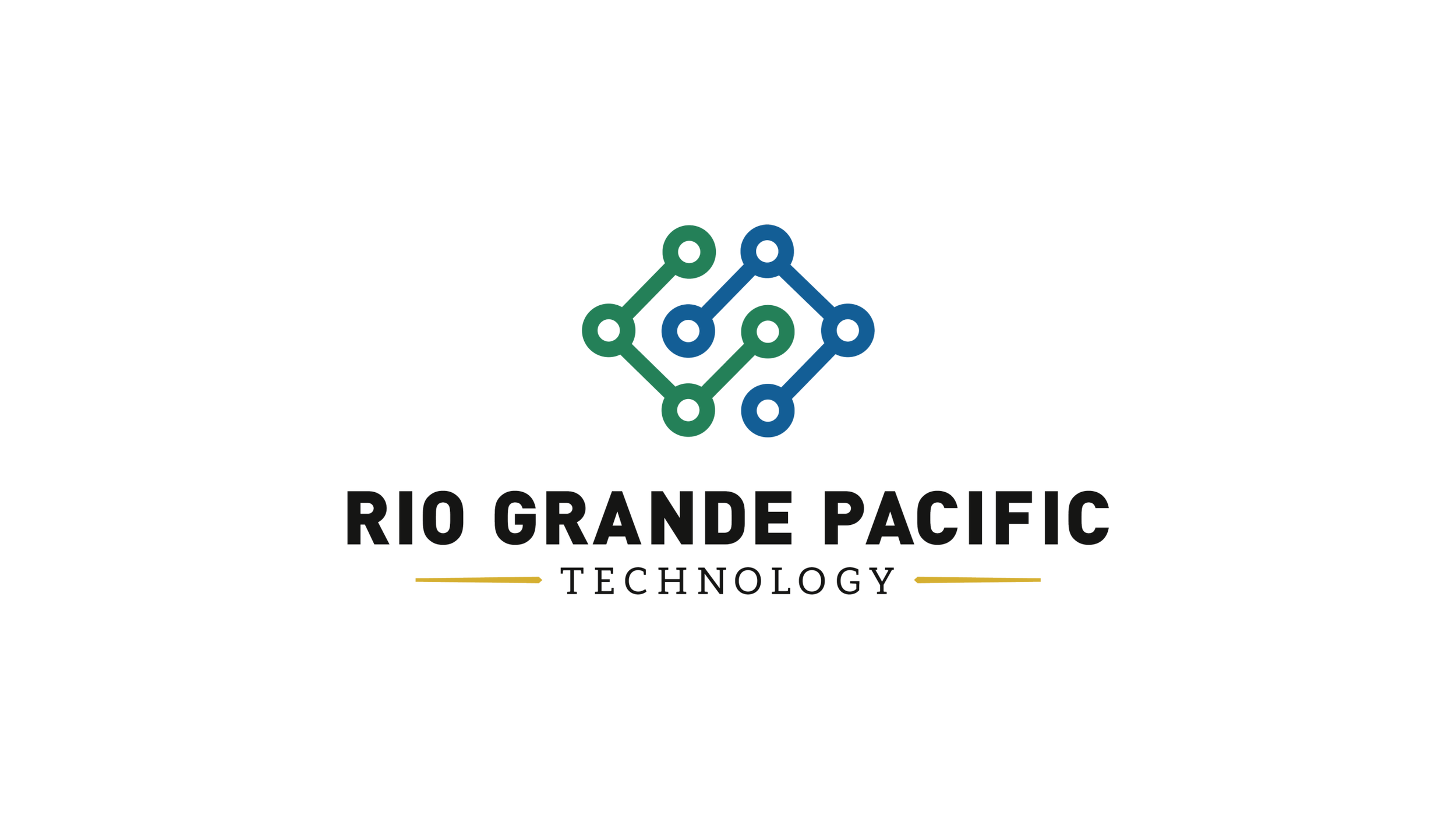 Logo of Rio Grande Pacific Technology featuring interconnected green and blue circuit-like lines above the text 'RIO GRANDE PACIFIC TECHNOLOGY'.