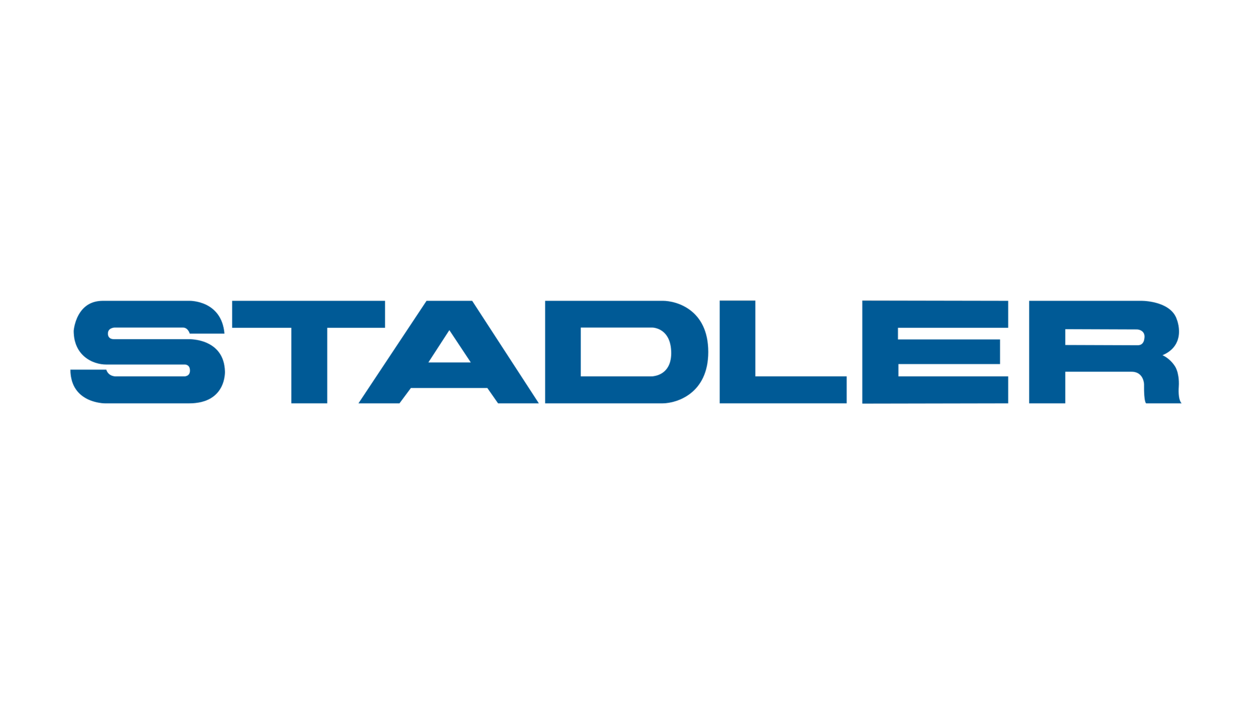 The logo of Stadler, a transportation company, with a stylized 'S' above the word 'STADLER' in blue text.