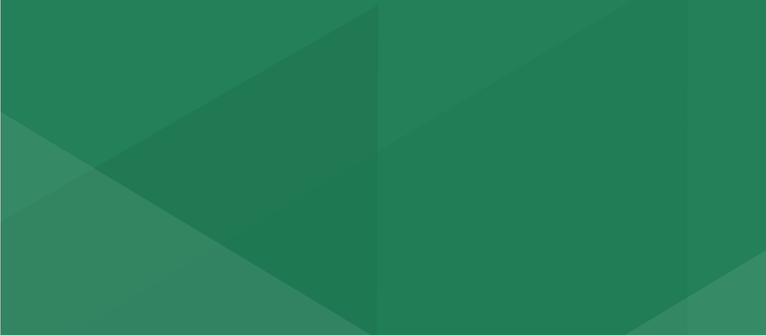 Solid green background with geometric shapes and diagonal lines.