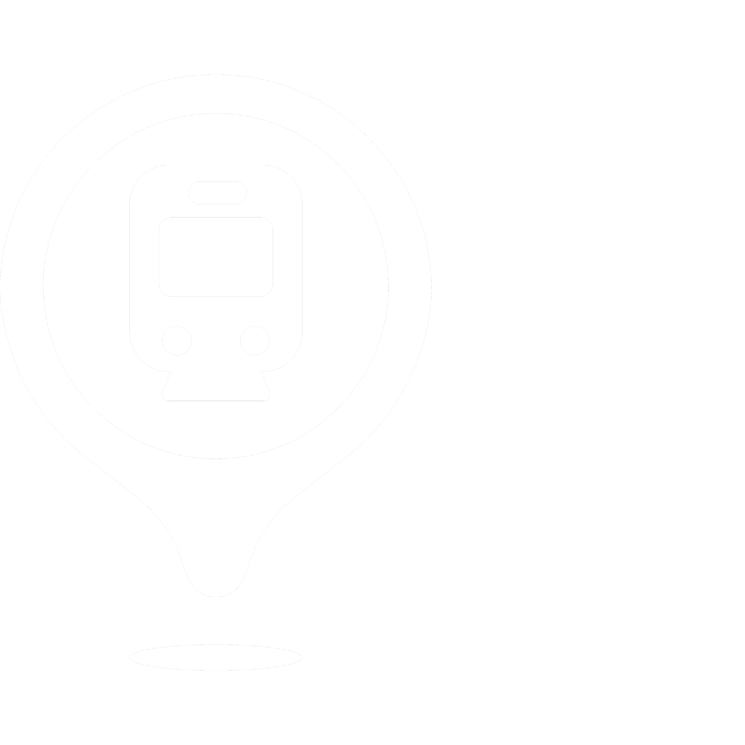 Black and white sign with a train icon indicating a train station or transit stop.
