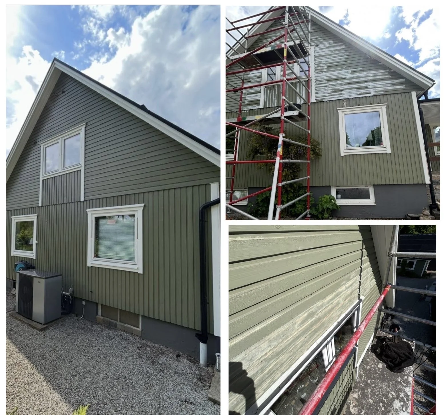 Villa med grön fasad efter professionell fasadmålning