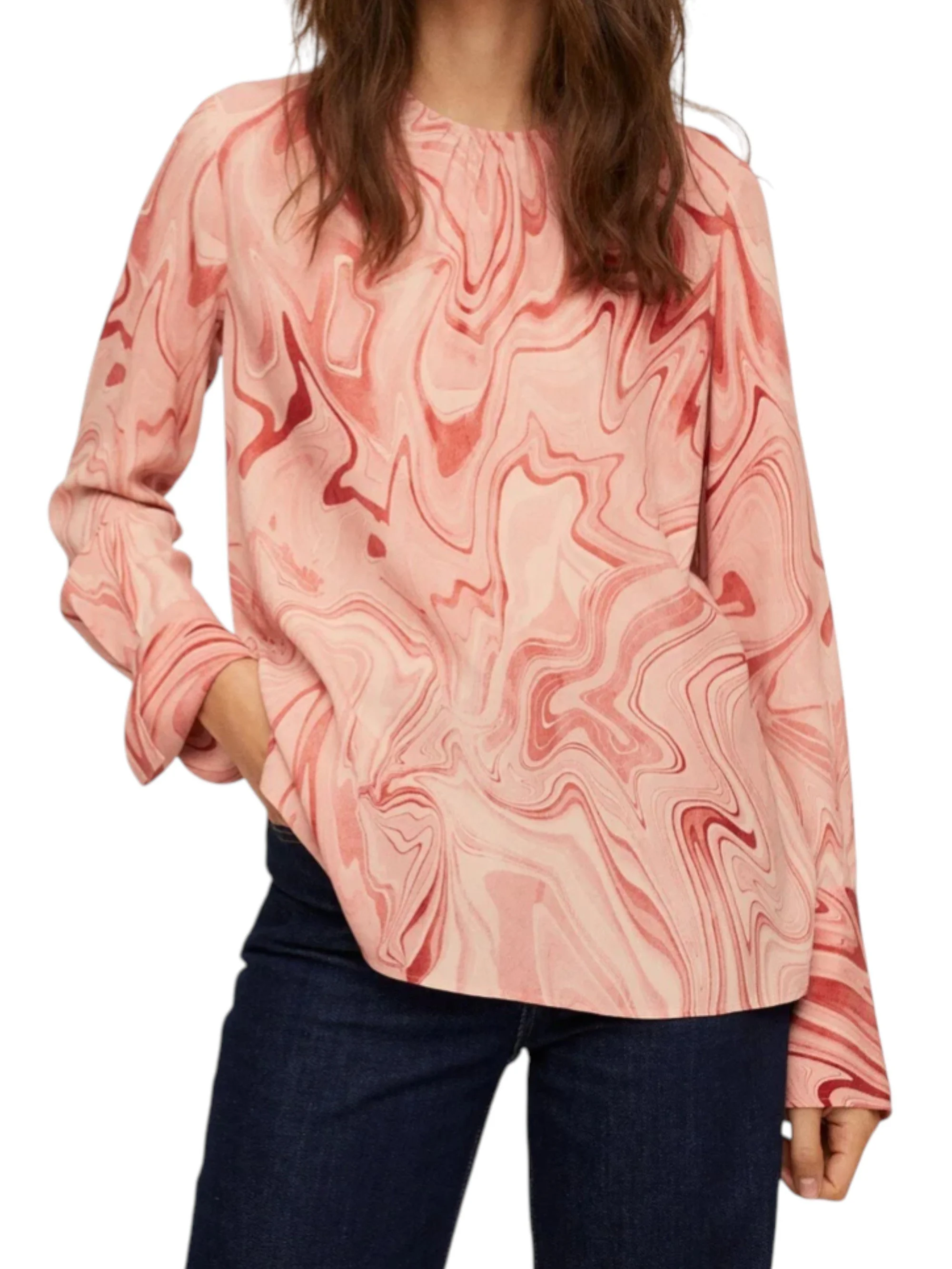 Mango Statement blouse met marmerprint