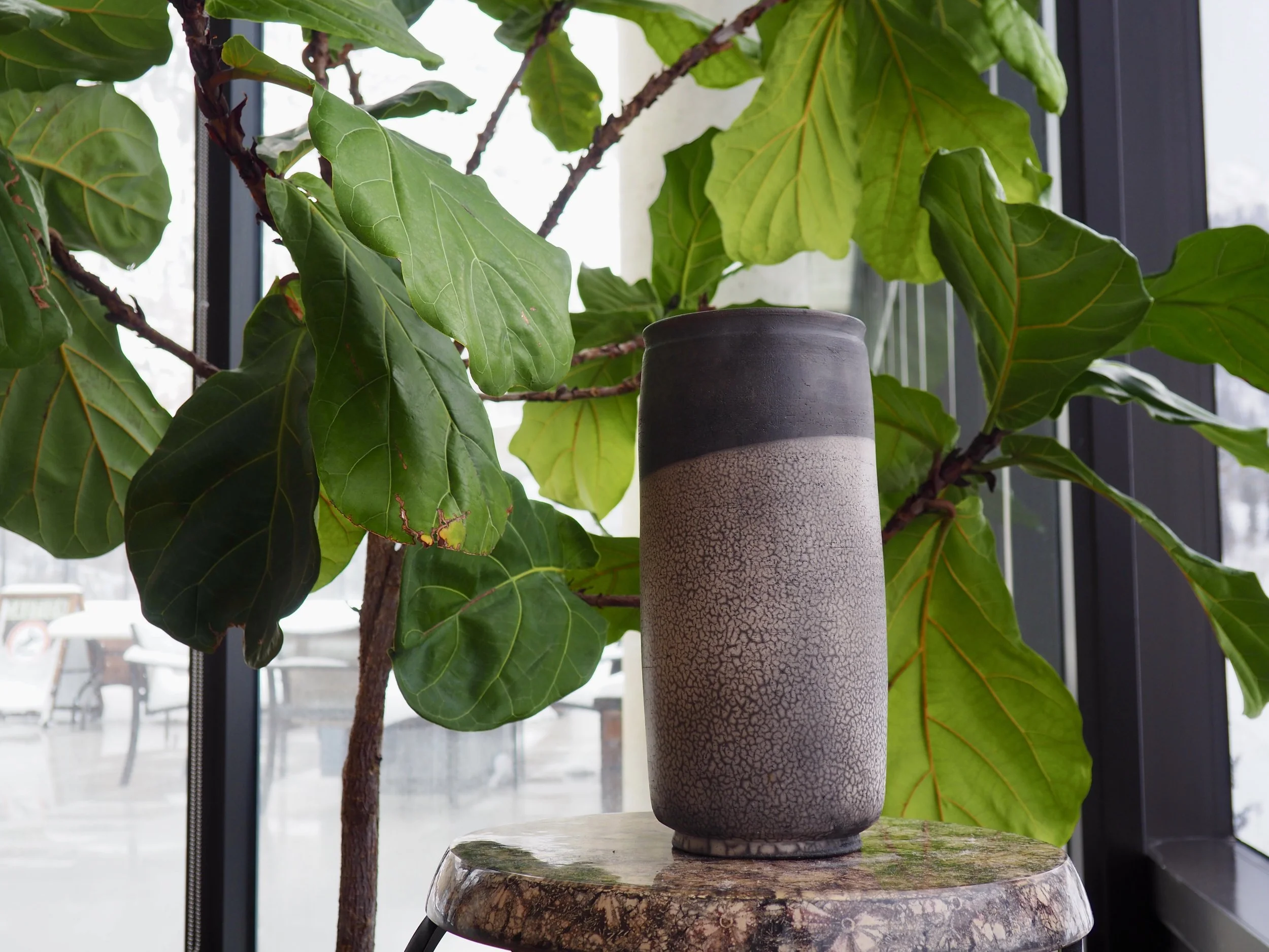 Waves in Sand Raku Vase