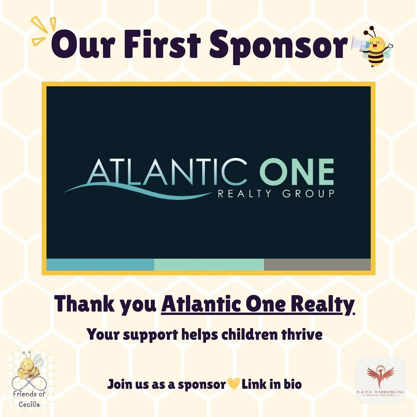 πHUGE NEWS! π
We’re so excited to announce our first official sponsor Atlantic One Realty!
Their generosity and belief in our mission mark a huge milestone for the Friends of Cecilia Fundraiser. Because of their support, we’re one step
