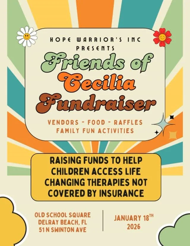 π Save the date!!!! π
The Friends of Cecilia Fundraiser is happening January 18th at Old School Square in Delray Beach!
Join us for a day filled with music, food, local vendors, raffles, and family fun! All to raise funds for children who need acc