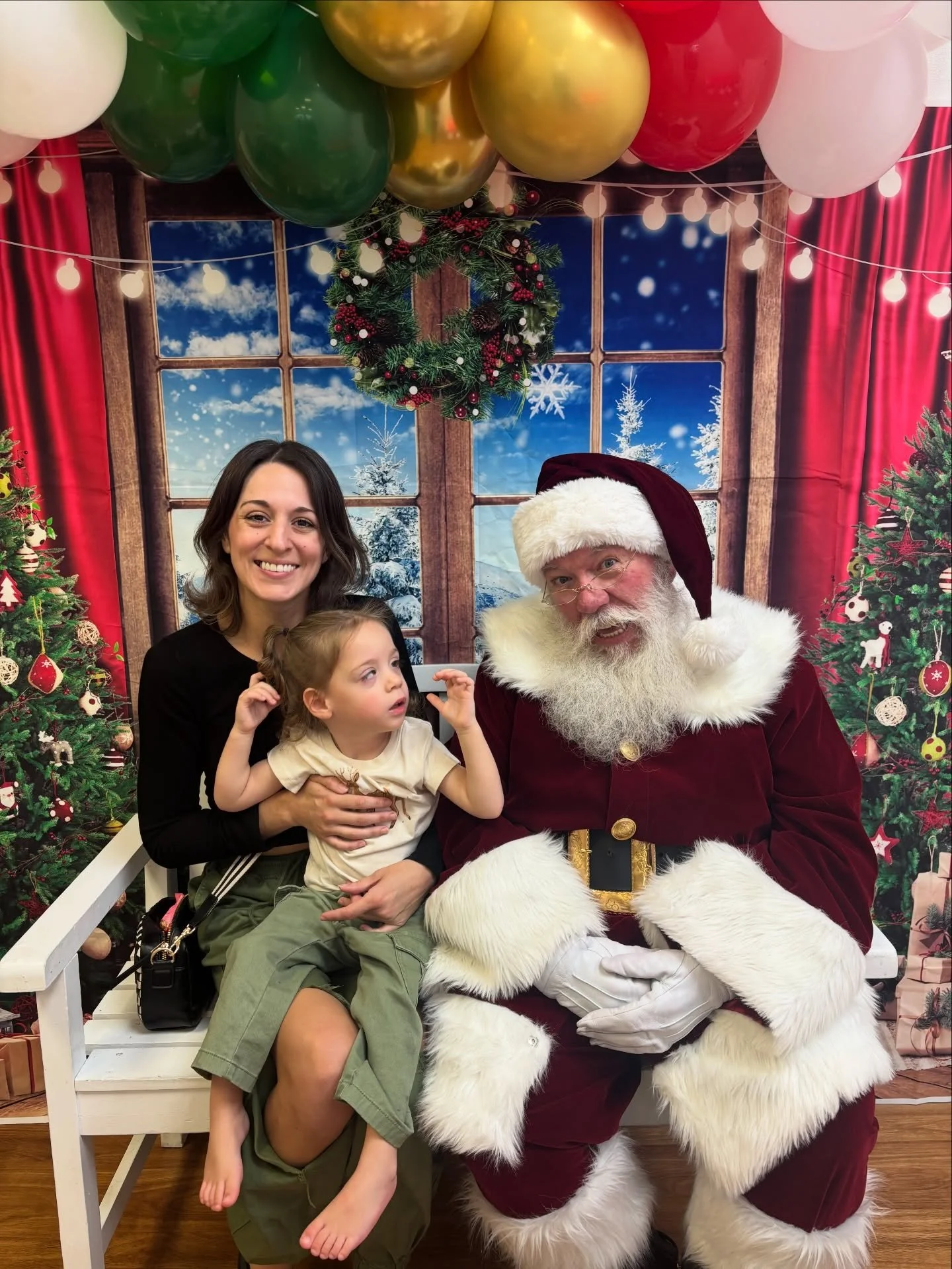 This morning at Cookies With Santa at @littletownplay 🎅🏼
So grateful for sponsors like Little Town Play who truly show up for families and create such special moments for our kids.

Watching Cecilia experience things like this surrounded by love, a