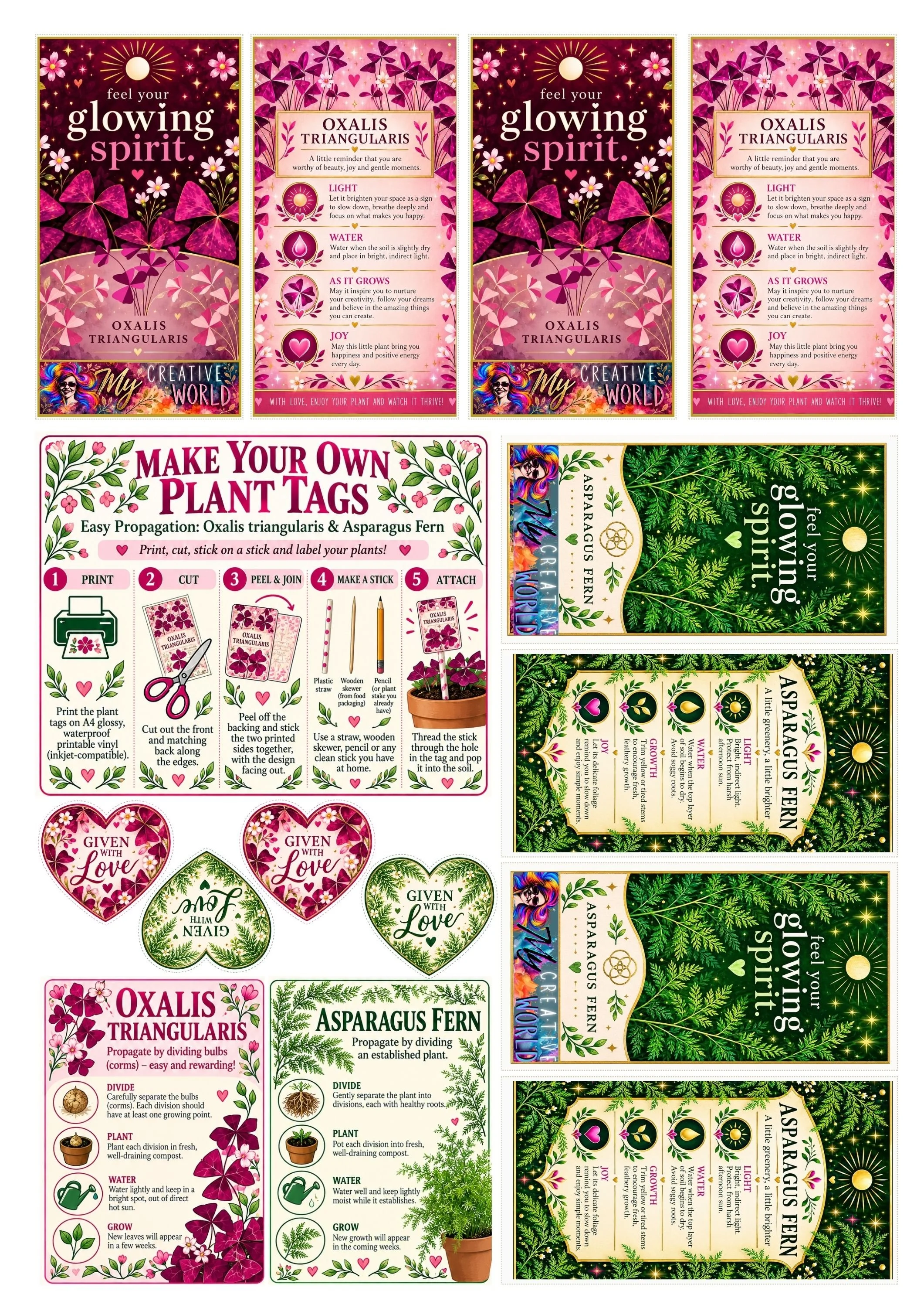 Gift ideas: Propagate plants - downloadable tags and instructions - print on waterproof vinyl A4 sticky-backed paper