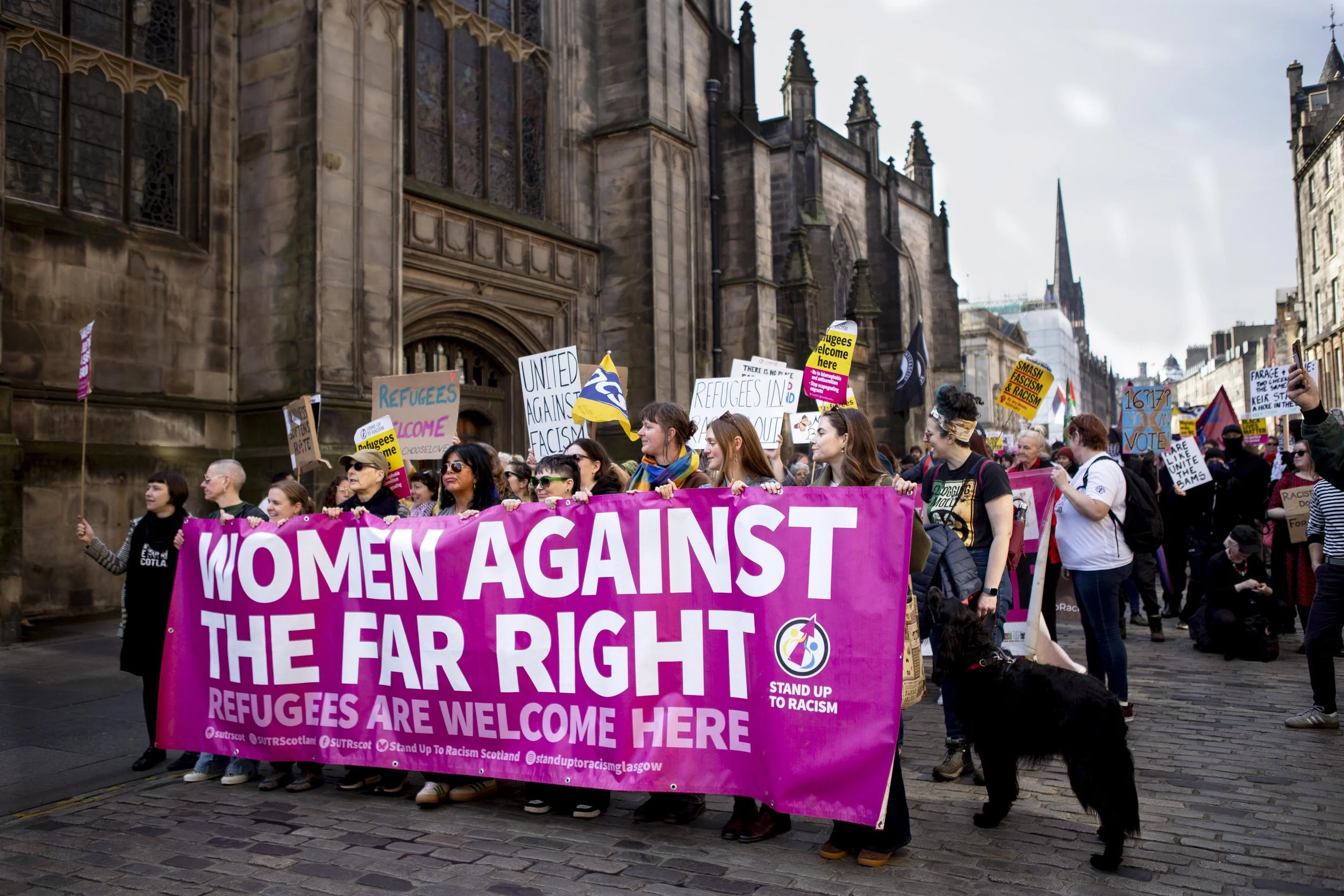 Women against the Far right join a Stand Up to Racism protest to counter a rally held by group“Unite the Clans”, March 21, 2026. Women against the far right came into prominence in September of 2025 aiming to counter the rise of far-right, anti- immi