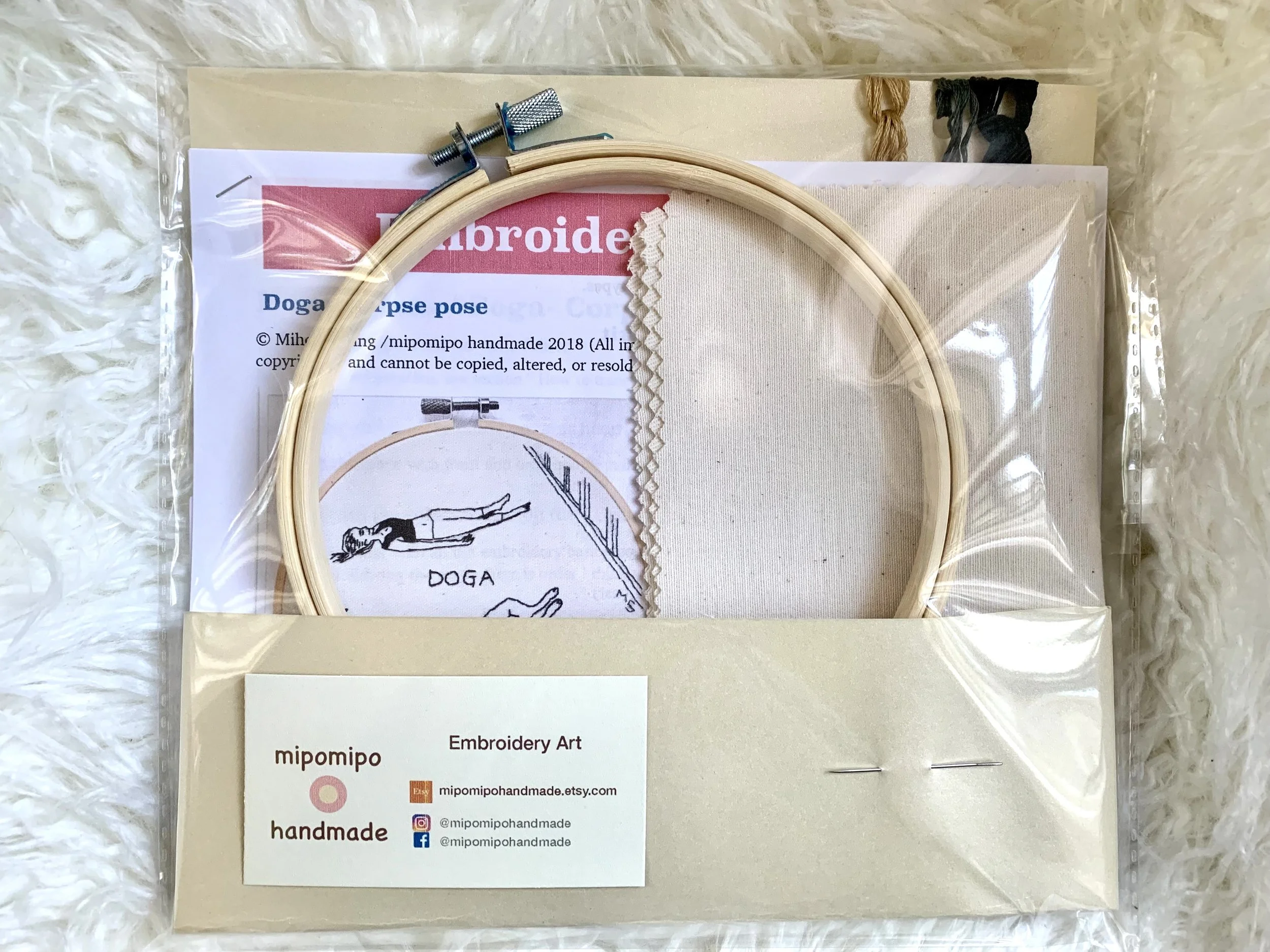 Beginner-friendly dog yoga embroidery design with included materials.jpeg