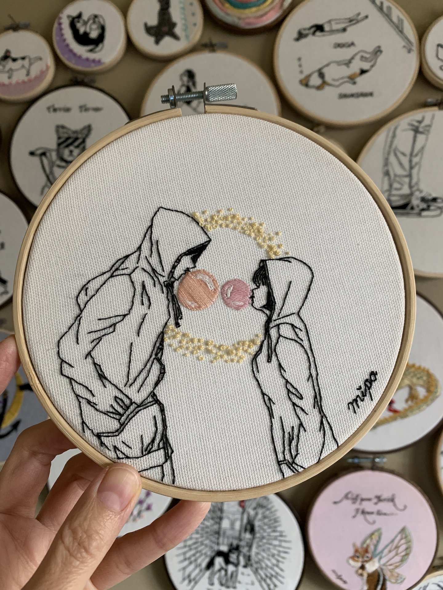 Finished Bubblegum embroidery displayed in a 6-inch hoop .jpeg
