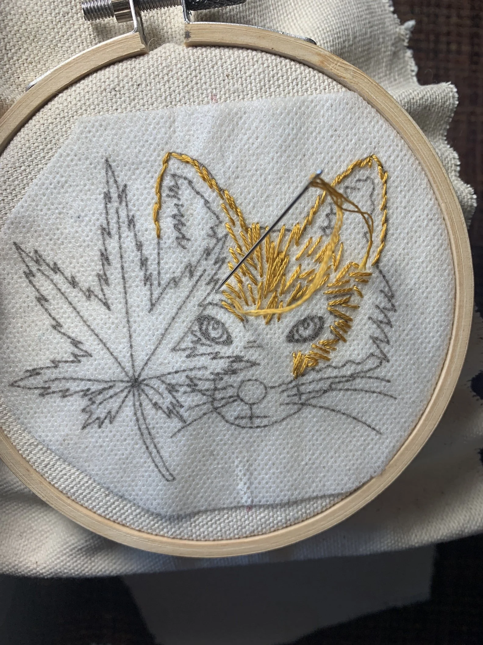 Stitching Fox and Maple leave embroidery kit.jpeg