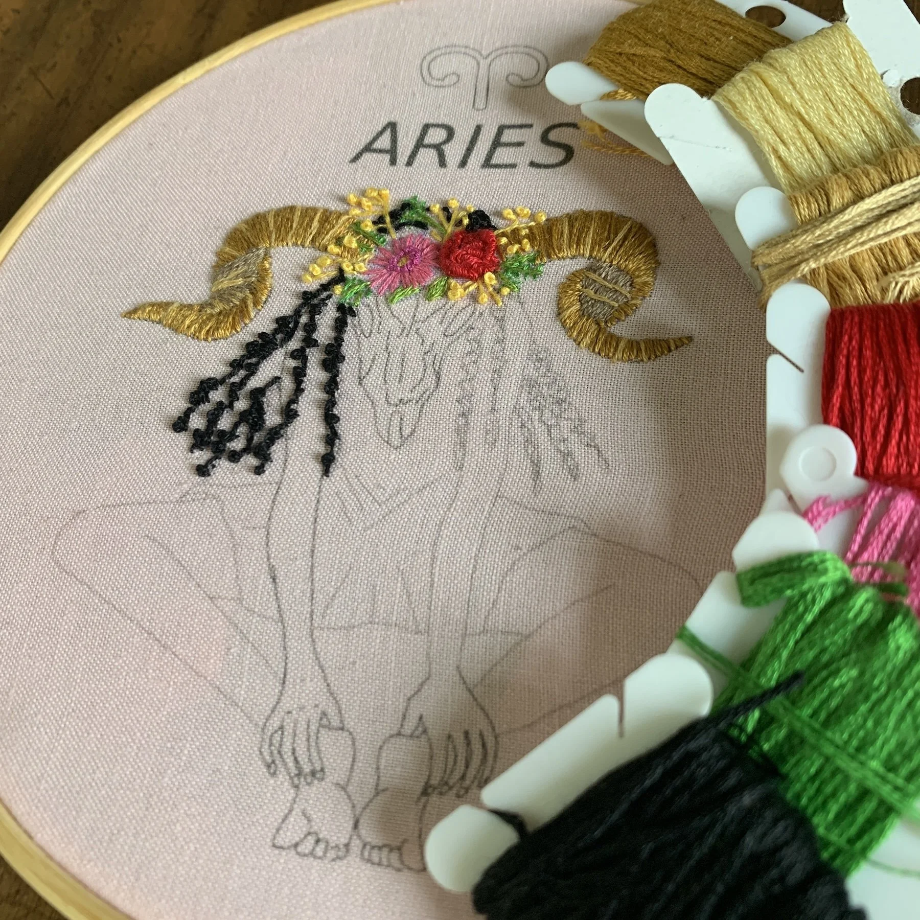 Hand-drawn Aries astrology embroidery kit.jpg