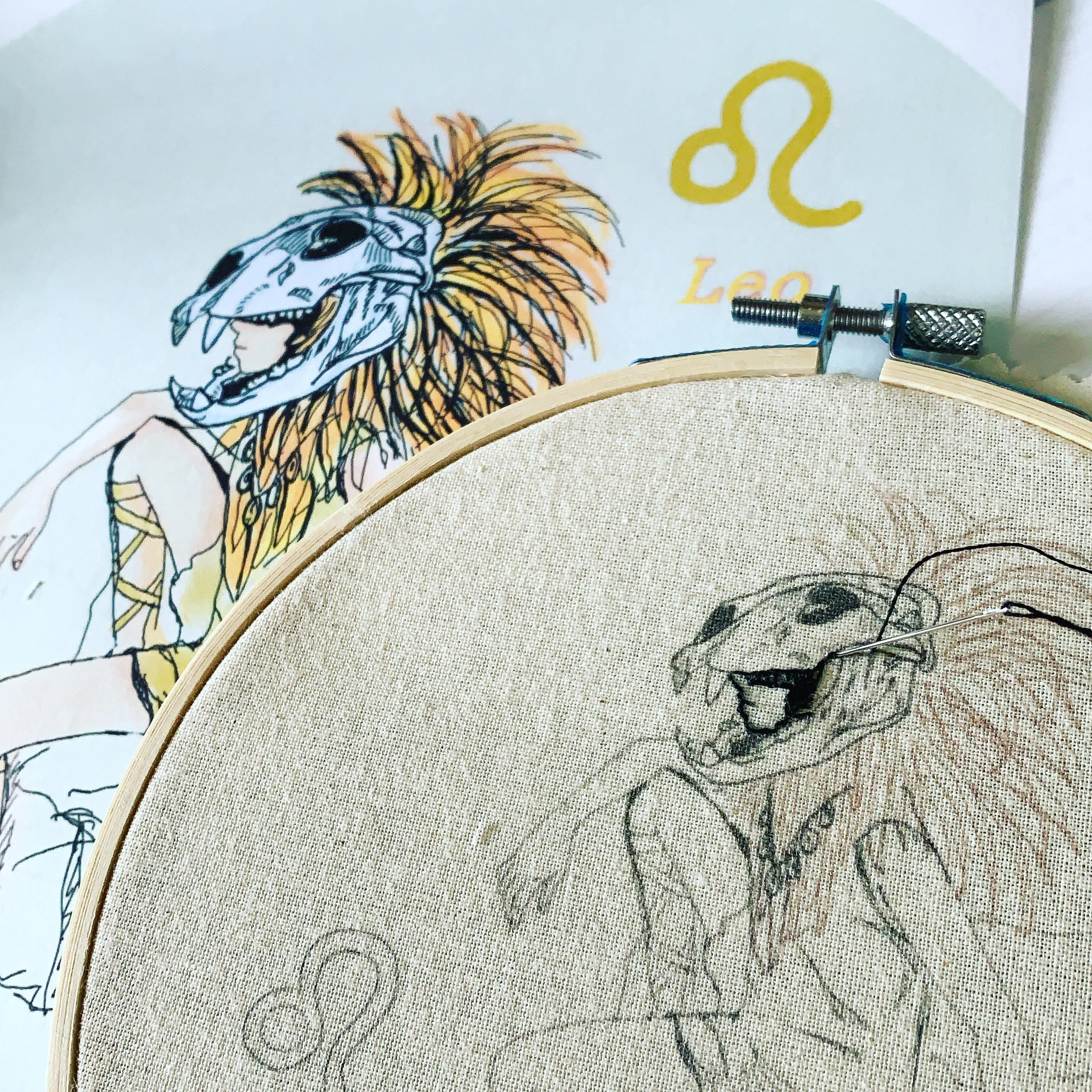 pre-printed fabric of Zodiac embroidery series-Leo.jpeg