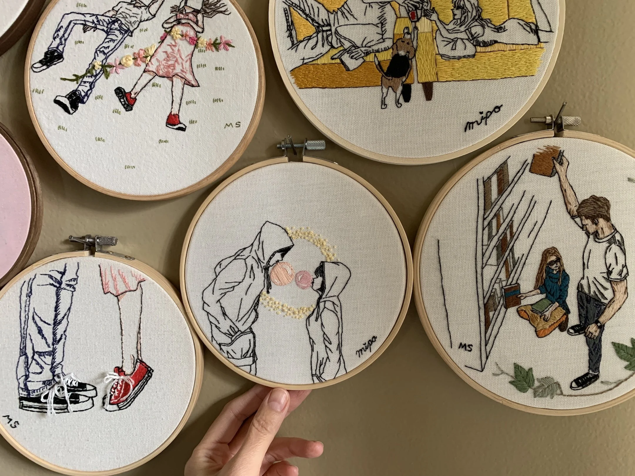 Finished Bubblegum embroidery displayed in a 6-inch hoop.jpeg