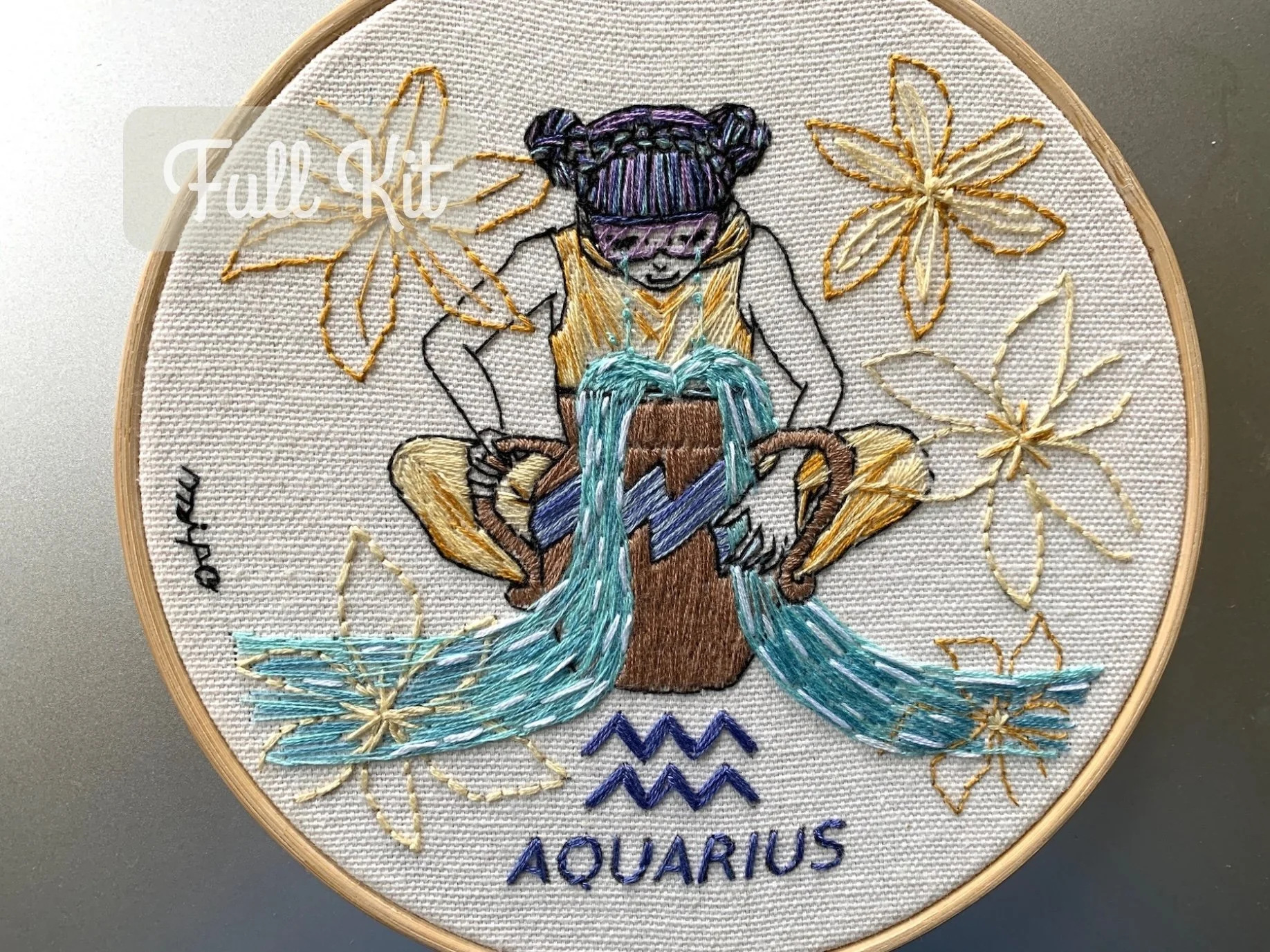 Aquarius Zodiac Girl Embroidery Kit – The Water Bearer