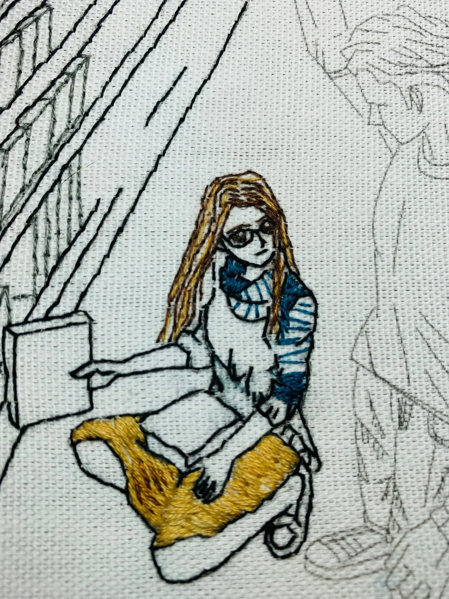 stitching process of LIBRARY embroidery art hoop.jpeg