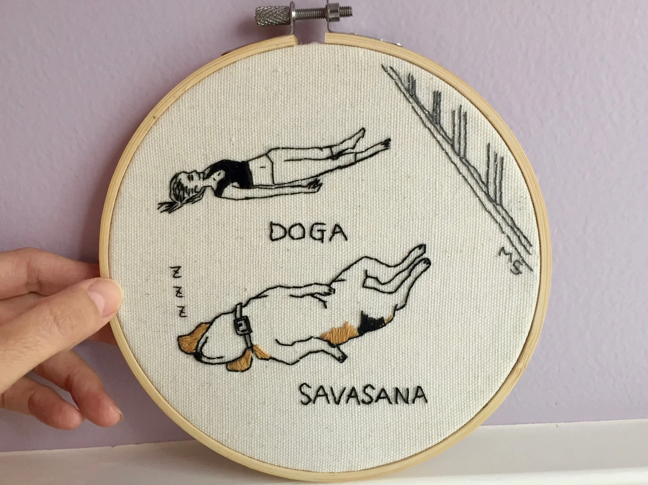 instant download embroidery pattern and instructions for Doga- corpse pose