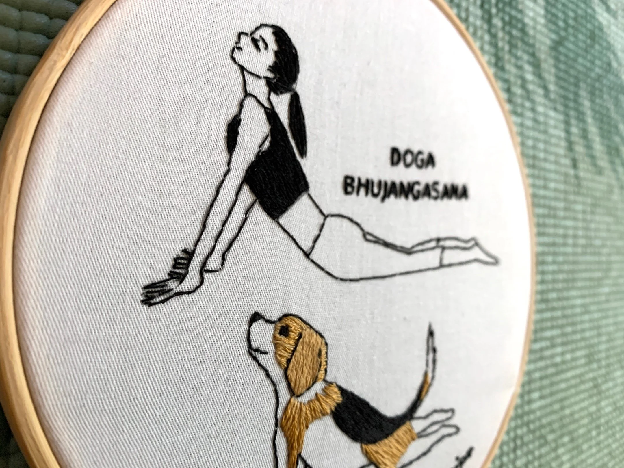 finished yoga with a beagle embroidery angle view.jpeg
