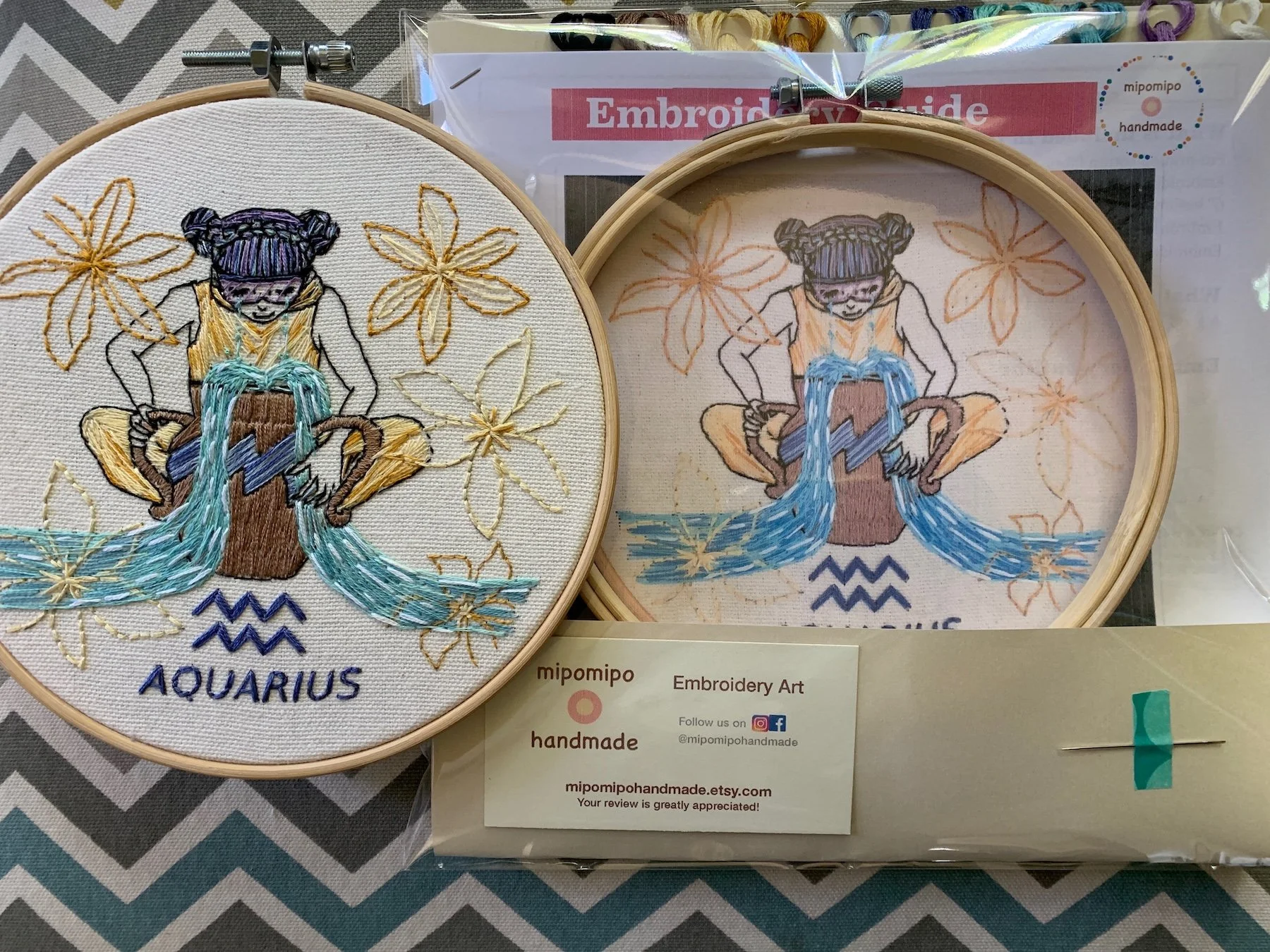Zodiac girl embroidery Aquarius product package.jpeg
