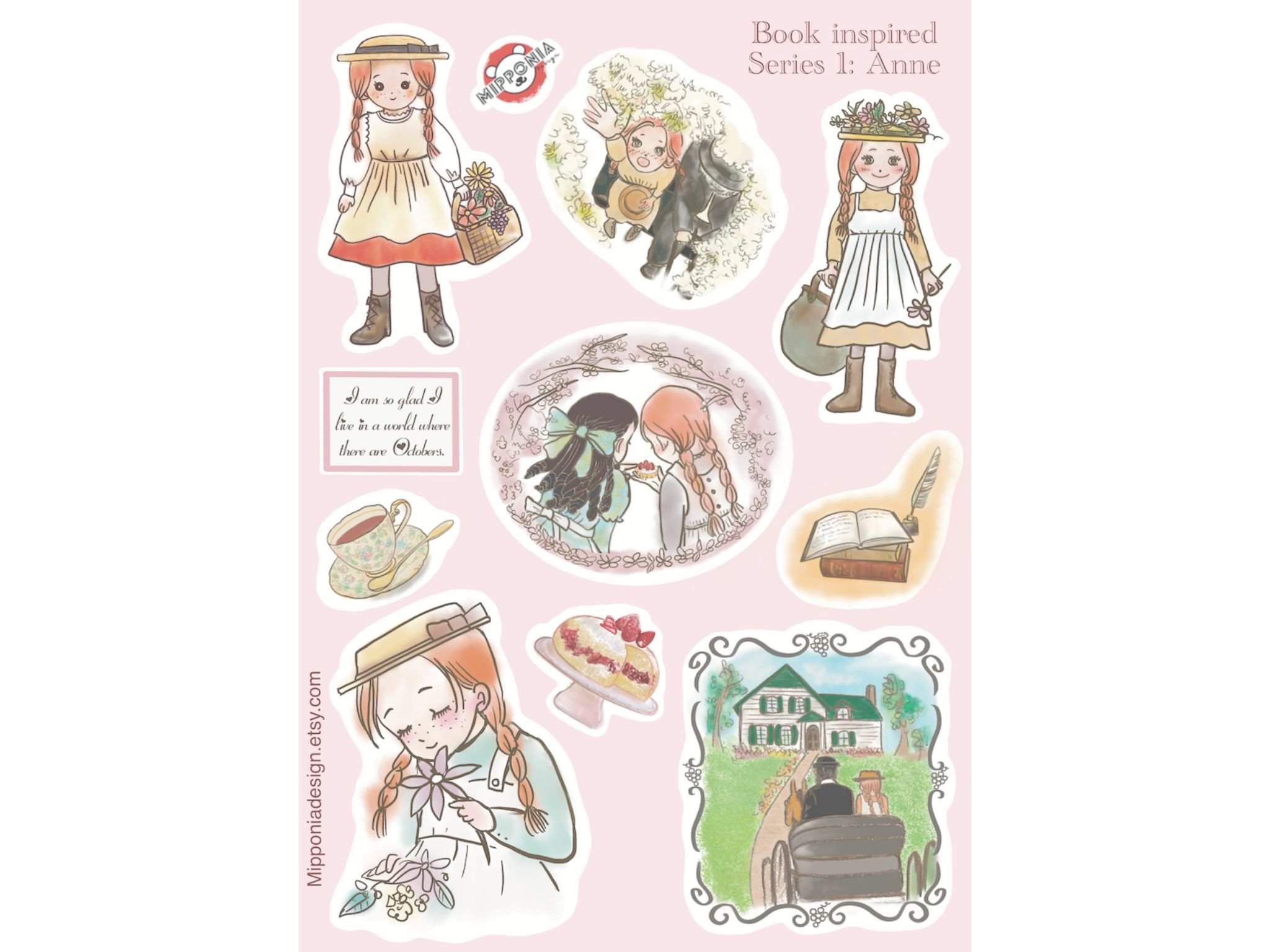 Anne of Green Gables sticker sheet hand drawn.jpg