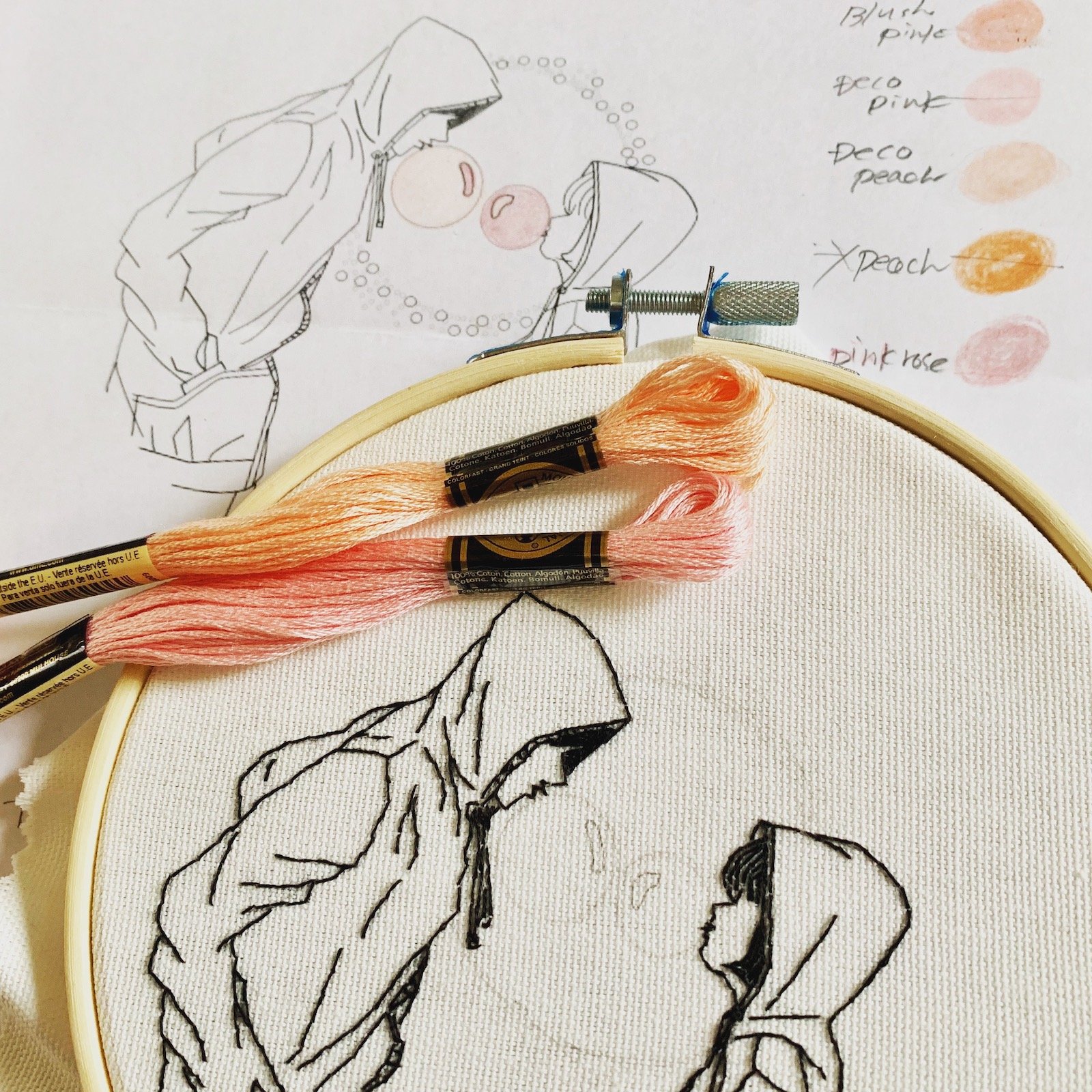 embroidery project started on Bubblegum motif.jpeg