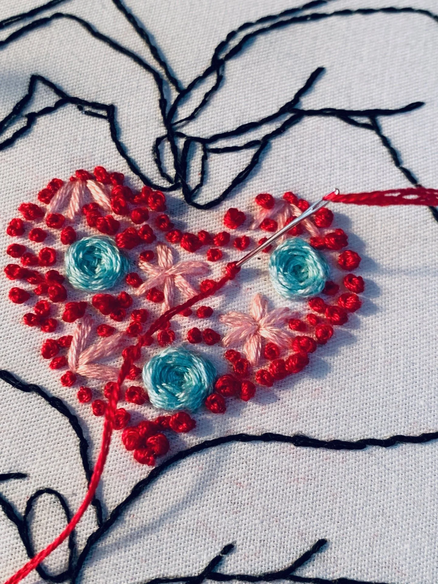 French knot stitch on Love-Hands & Heart embroidery beginner pattern.jpeg