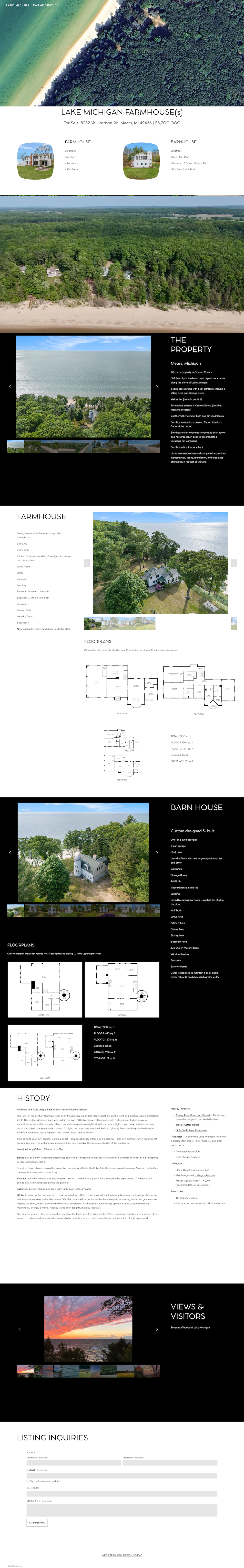 Website home page portfolio image of Lake Michigan Farmhouse, a real estate website designed on the Squarespace platform