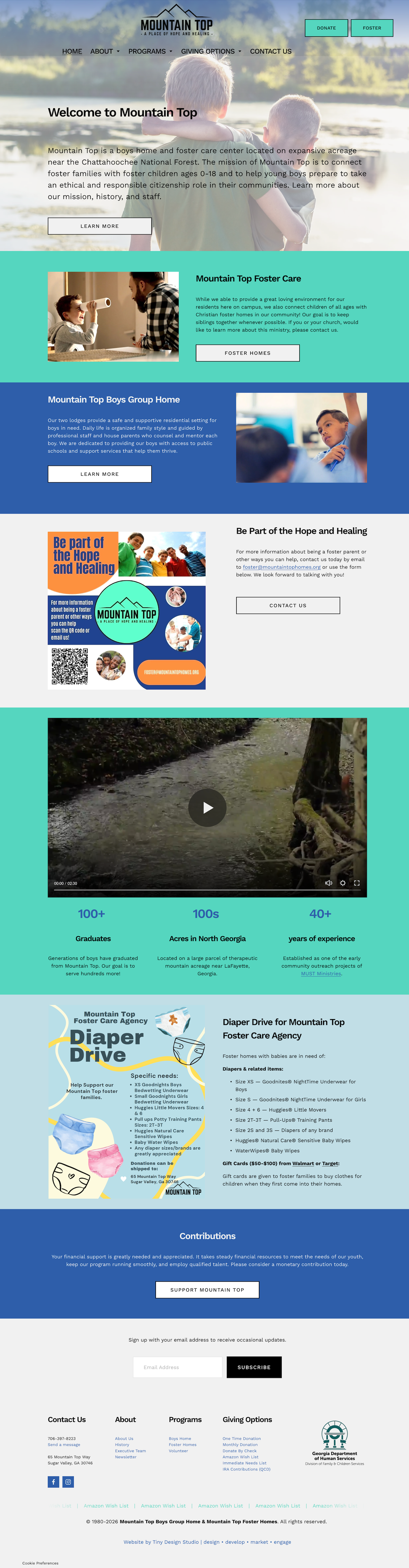 Website home page portfolio image of Mountain Top Boys Home and Foster Care, a nonprofit website designed on the Squarespace platform