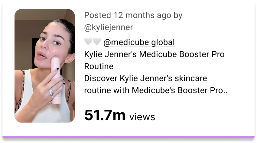 Kylie Jenner using a skincare device on her face in a social media post.