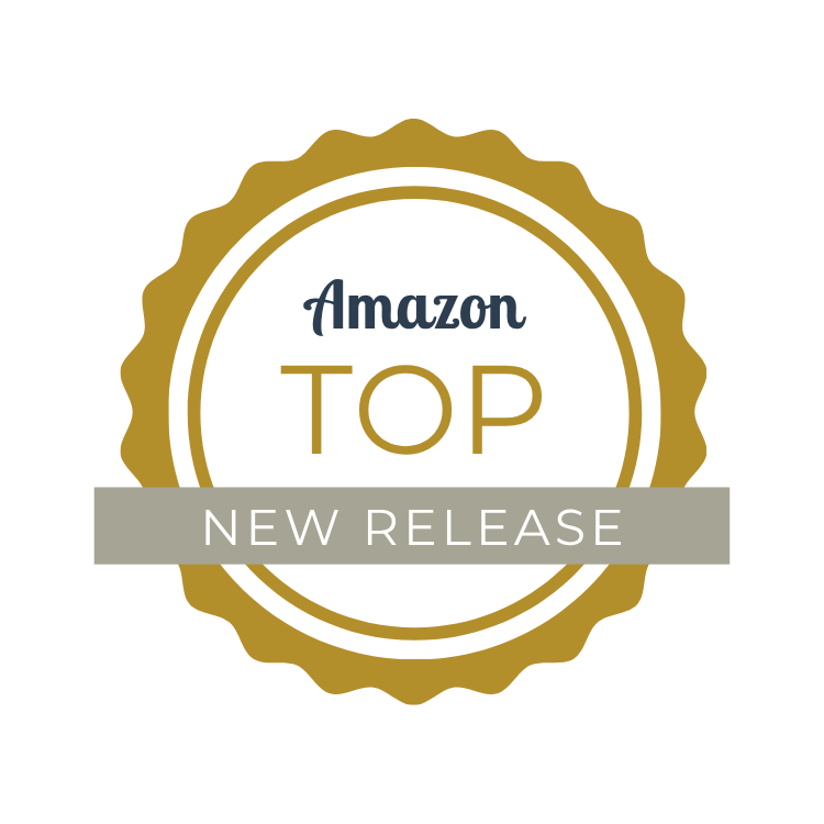 Amazon Top Badge for New Release with gold border and gray banner