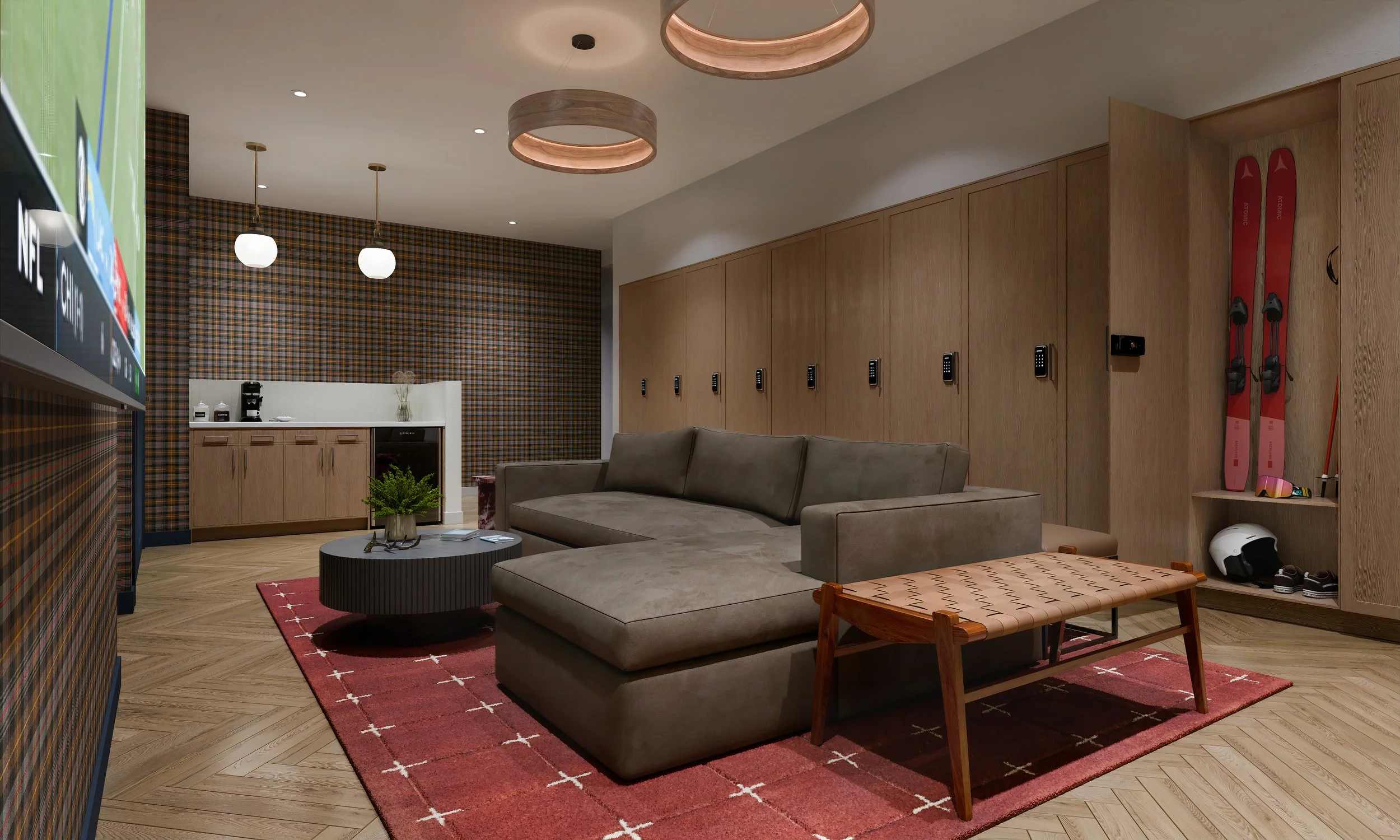 Rendering of Powderline's main shared Club Lounge