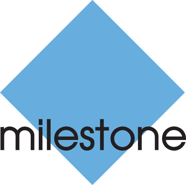 A blue diamond shape with the word 'milestone' written across it.